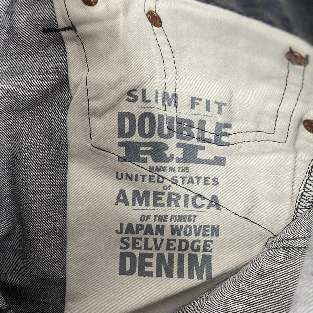 RRL Double RL Slim Fit Jeans Mens 30x26 Gray Medium Wash Japanese Selvedge Denim